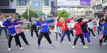 Wakil Bupati Bersama OPD Labuhanbatu Ajak Masyarakat Ikuti Senam Sehat