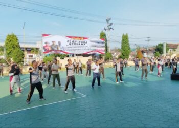 Sinergitas TNI-Polri Banyuwangi, Olahraga Bersama Dalam Rangka HUT Bhayangkara Ke-77