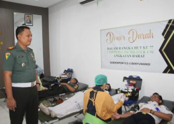 Dalam Rangka HUT Ke-77 CPM Angkatan Darat, Anggota Kodim 0825 Laksanakan Donor Darah