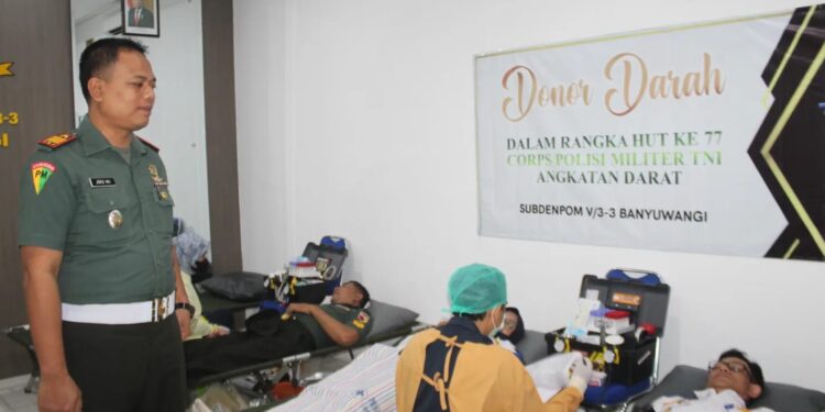 Dalam Rangka HUT Ke-77 CPM Angkatan Darat, Anggota Kodim 0825 Laksanakan Donor Darah