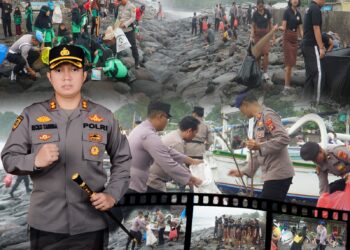 Polres Karangasem Peduli Lingkungan, Bersih-bersih Sampah Secara Serentak