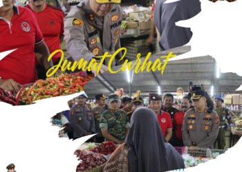 JUMAT CURHAT POLRES KARANGASEM DI PASAR RAKYAT SUBAGAN DAN PASAR TIMUR AMLAPURA DENGAN SASARAN PARA PEDAGANG
