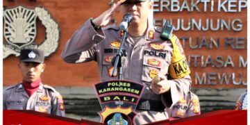 Kapolres Karangasem Pimpin Upacara Bendera Hari Olahraga Nasional Ke-40