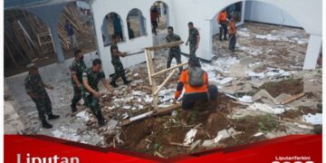 Hujan Intensitas Tinggi, Masjid Syarif Hidayatullah Kejiwan Wonosobo Ambrol Diterjang Longsor