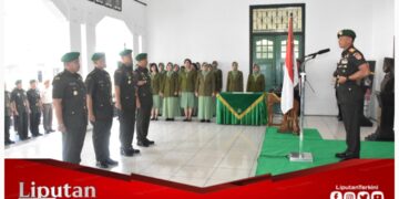 Seremoni Pemimpin Korem 072/Pamungkas Memimpin Sertijab Kasiops dan Dandim di Yogyakarta