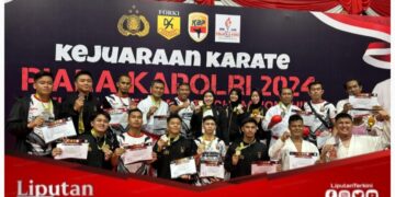 20 Orang Karateka Polda Sumsel Tampil Memukau di Kejuaraan Karate Piala Kapolri Cup 2024