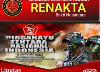 Keluarga Besar LBH RENAKTA Mengucapkan Selamat HUT TNI Ke – 79 Tahun