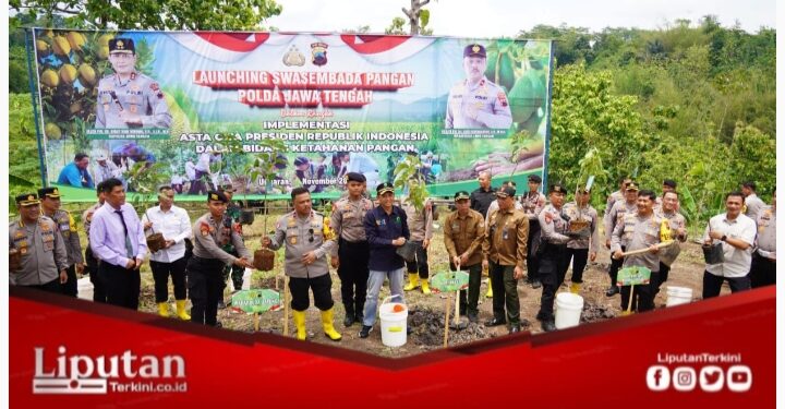 Tanam Ratusan Pohon dan Tebar Ribuan Benih Ikan, Polda Jateng Turut Wujudkan Swasembada Pangan