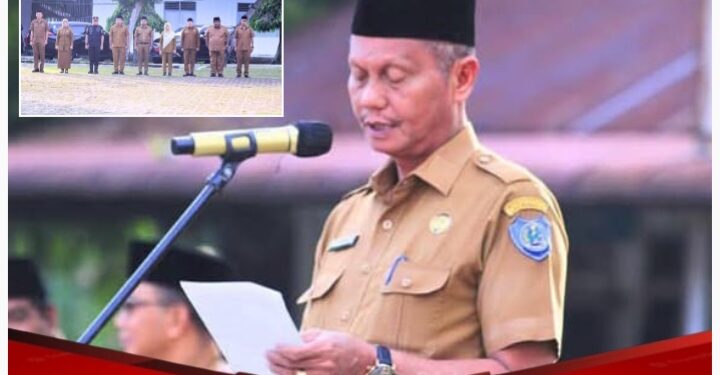 Asisten 1 Pimpin Apel Gabungan di Halaman Kantor BKPP Labuhanbatu