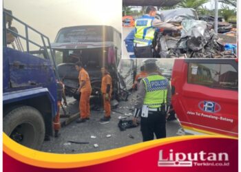 Honda BR-V Tabrak Bus di Tol Pemalang-Batang KM 332