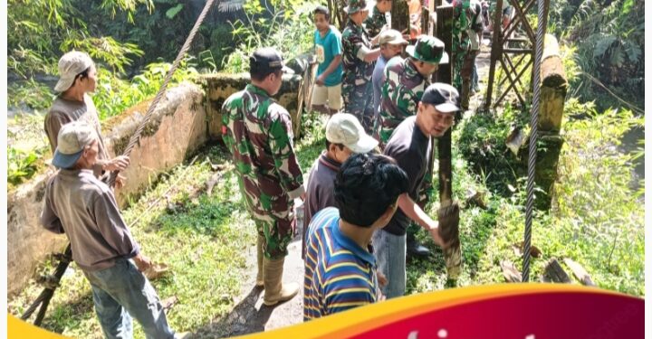 TNI dan Warga Bahu-membahu, Jembatan Gantung Kali Preng Wonosobo Kokoh Kembali