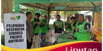 Sidokes Polres Boyolali Gelar Pemeriksaan Kesehatan Pengemudi Ojol